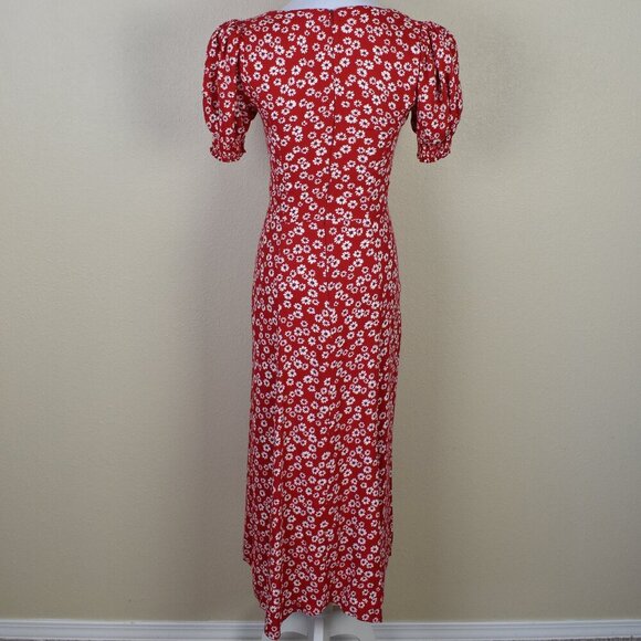 Reformation Lacey Jenna Red Floral Midi Dress - 4 - Picture 9 of 13